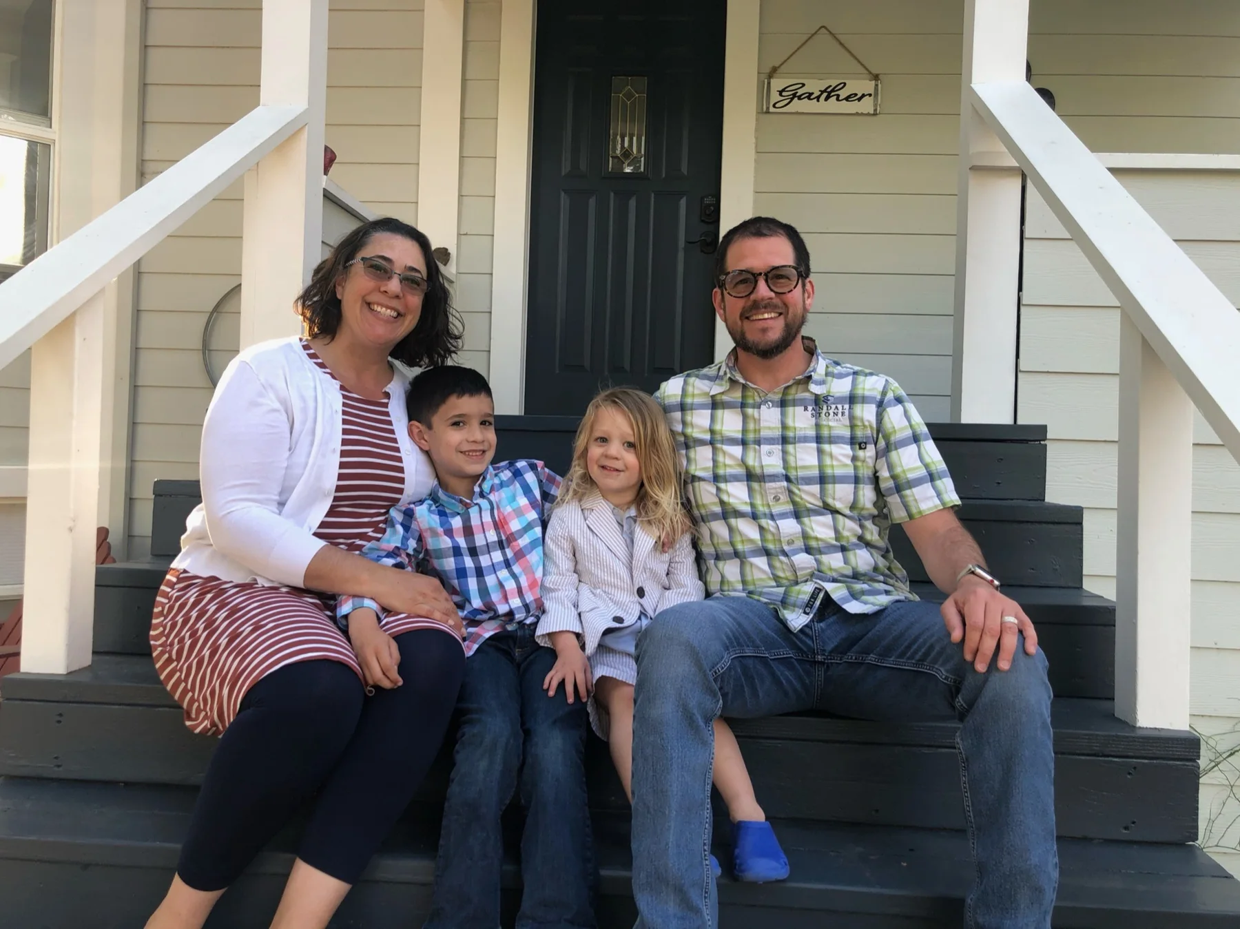 The Stone family together on a front porch